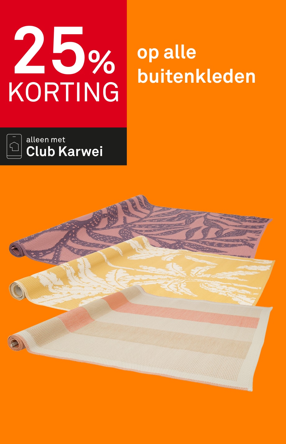 25% korting op alle buitenkleden
